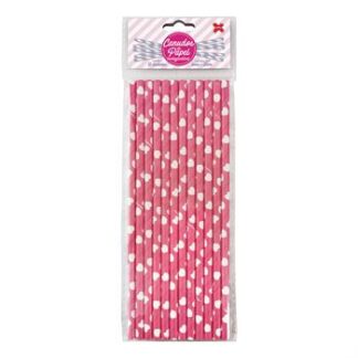 Canudo de Papel 6mmx200mm c/ 12 und - Corações Pink