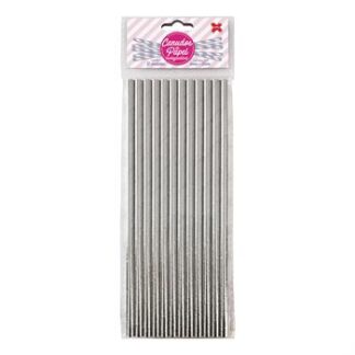 Canudo de Papel 6mmx200mm c/ 12 und - Prata - Metálico