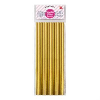Canudo de Papel 6mmx200mm c/ 12 und - Ouro - Metálico