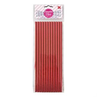 Canudo de Papel 6mmx200mm c/ 12 und - Vermelho - Metálico