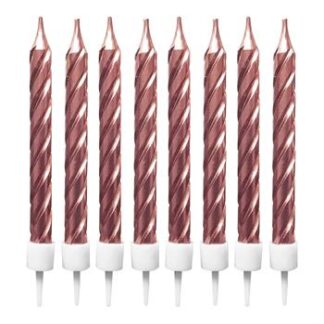 Vela Espiral Metalizada 0,75X8 cm Rose Gold c/ 8