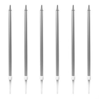 Vela Palito Gd 0,5x13 cm Prata c/ 6