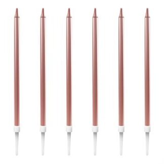 Vela Palito Gd 0,5x13 cm Rose Gold c/ 6