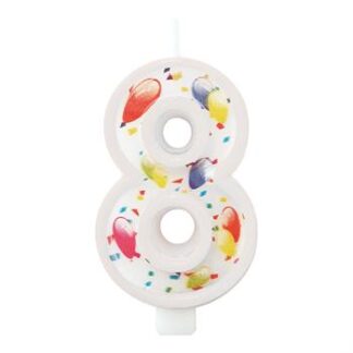 Vela Estampada 9,5 cm Balãozinho "8"