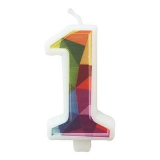 Vela Estampada 9,5 cm Colorida "1"