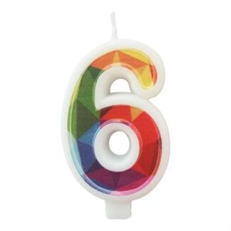 Vela Estampada 9,5 cm Colorida "6"