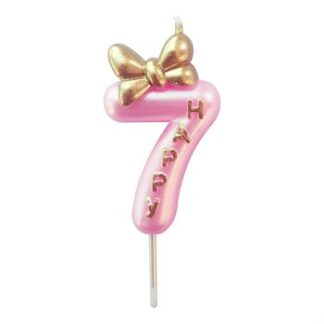 Vela 4,5cm Lacinho Rosa Bebe "7"