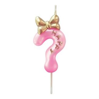 Vela 4,5cm Lacinho Rosa Bebe "?"