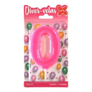 Vela Neon 7,5 cm Pink "0"