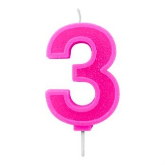 Vela Neon 7,5 cm Pink "3"
