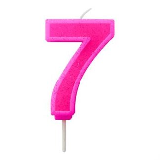 Vela Neon 7,5 cm Pink "7"