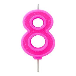 Vela Neon 7,5 cm Pink "8"