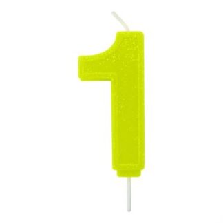 Vela Neon 7,5 cm Amarelo "1"