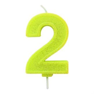 Vela Neon 7,5 cm Amarelo "2"