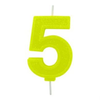 Vela Neon 7,5 cm Amarelo "5"