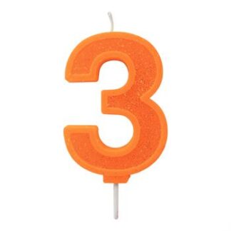Vela Neon 7,5 cm Laranja "3"