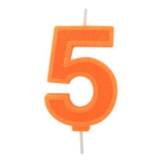 Vela Neon 7,5 cm Laranja "5"