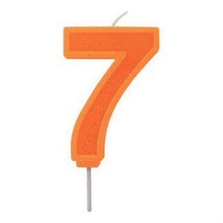 Vela Neon 7,5 cm Laranja "7"