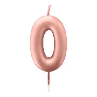 Vela Metalizada 6 cm Rose Gold "0"