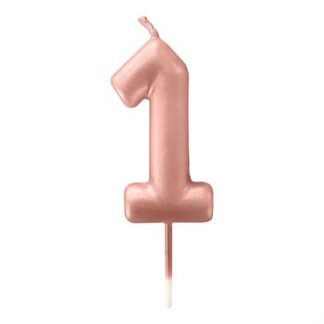 Vela Metalizada 6 cm Rose Gold "1"