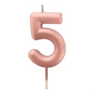 Vela Metalizada 6 cm Rose Gold "5"