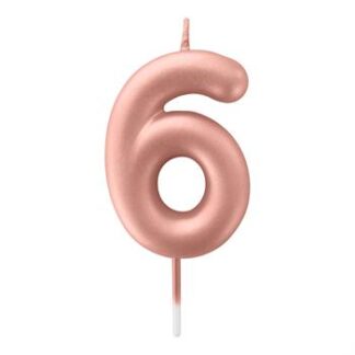 Vela Metalizada 6 cm Rose Gold "6"