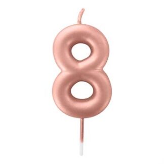Vela Metalizada 6 cm Rose Gold "8"
