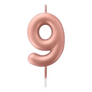 Vela Metalizada 6 cm Rose Gold "9"