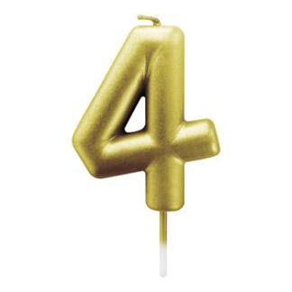 Vela Metalizada 6 cm Ouro "4"