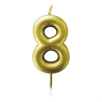 Vela Metalizada 6 cm Ouro "8"
