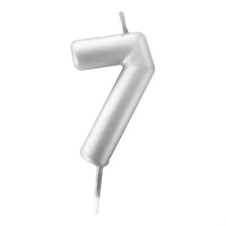 Vela Metalizada 6 cm Prata "7"