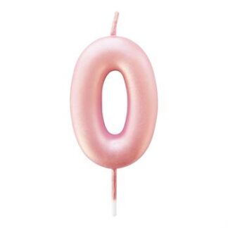 Vela Metalizada 6 cm Rosa Bebe "0"
