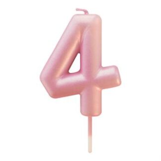 Vela Metalizada 6 cm Rosa Bebe "4"