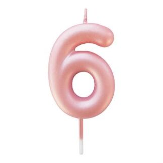 Vela Metalizada 6 cm Rosa Bebe "6"