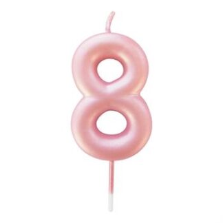 Vela Metalizada 6 cm Rosa Bebe "8"