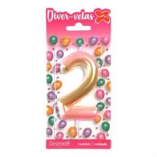 Vela Metalizada 8,3 cm Degrade Rosa "2"