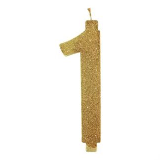 Vela Glitter 11 cm Ouro "1"