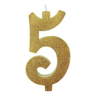 Vela Glitter 11 cm Ouro "5"