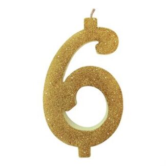 Vela Glitter 11 cm Ouro "6"