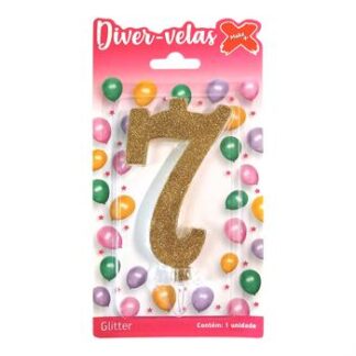 Vela Glitter 11 cm Ouro "7"