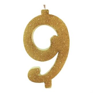 Vela Glitter 11 cm Ouro "9"