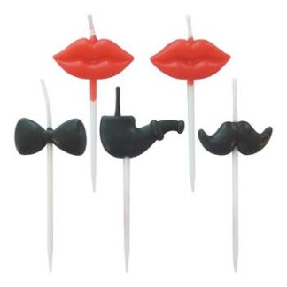 Vela Bigodinho e Boquinha 3cm c/ 5
