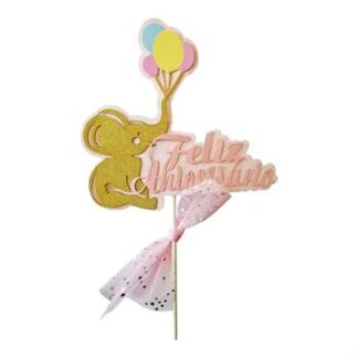 Topo de Bolo Baby Elefante Rosa (15*24cm)