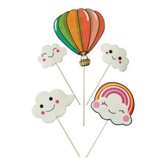 Topo de Bolo Nuvem e Balão c/ 5 (6.8*21cm)