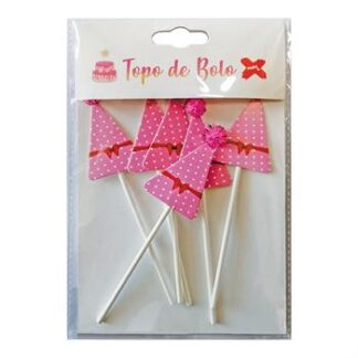 Topo de Bolo Chapeuzinho Rosa c/ 6 (4.5*12cm)