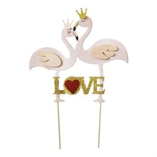 Topo de Bolo Flamingo Love  (10*12cm)