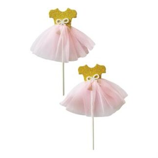 Topo de Bolo Bailarina Rosa c/ 2 (4*8.7cm)