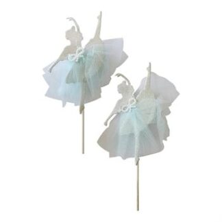 Topo de Bolo Bailarina Azul c/ 2 (4.3*9.3cm)