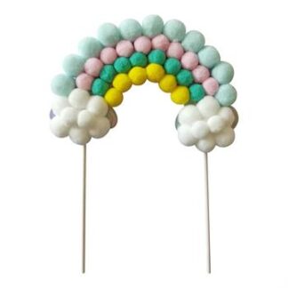 Topo de Bolo ArcoIris PomPom (17*24cm)