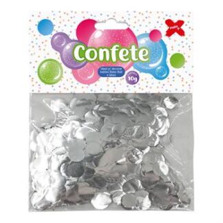 Confete 10 gramas Prata Papel Metalizado Redondo 1 cm